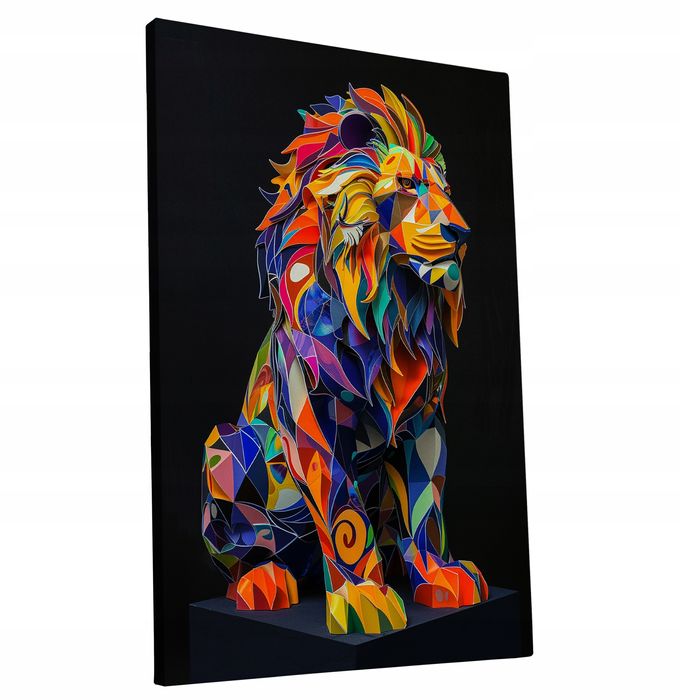 Obraz na płótnie Kolorowy Lew 70x100 cm - Nowoczesny Styl