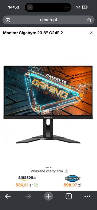 Monitor gamingowy Gigabyte g24f 165hz