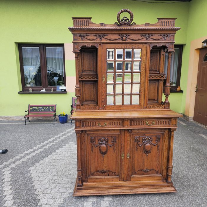 Kredens z lustrem lite drewno