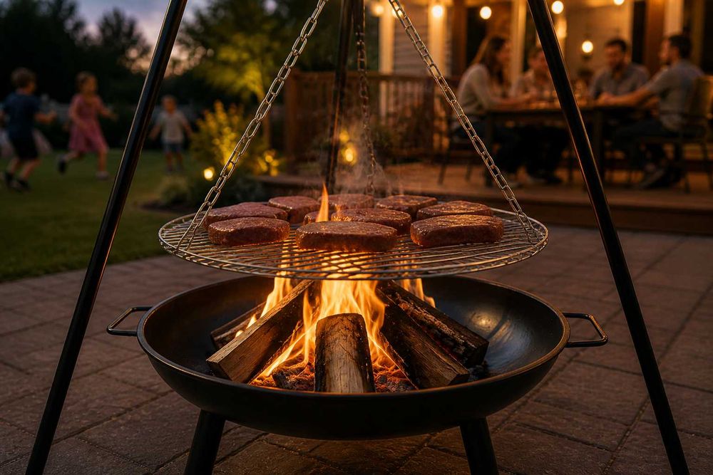 Palenisko Ogrodowe Tarasowe Trójnóg z Rusztem Grill NOWE