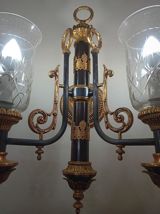 (Antiguidade) Conjunto candeeiro de teto com 2 apliques de parede