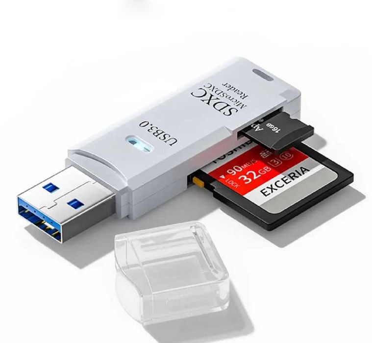 Картрідер USB 3.0 для SD та microSD/TF — 2 слоти, швидке копіювання