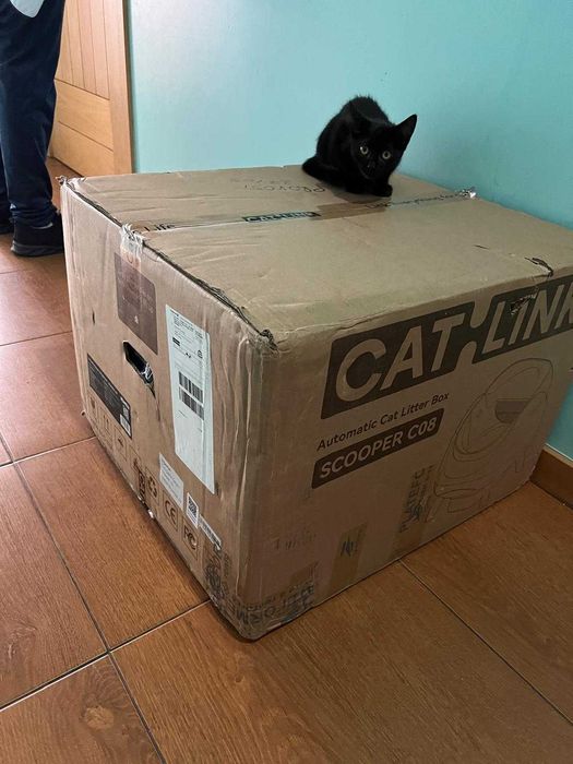 Caixa de Areia Autolimpante com tampa aberta - Marca CATLINK Open-X
