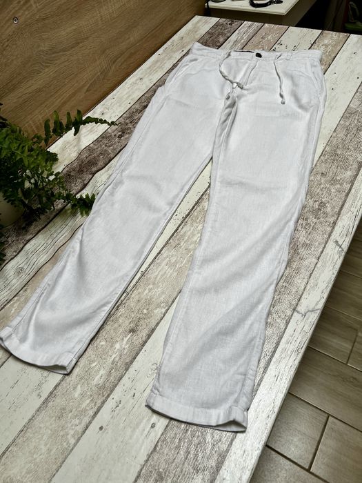 Odnie, białe, len, wiskoza, rozmiar XS