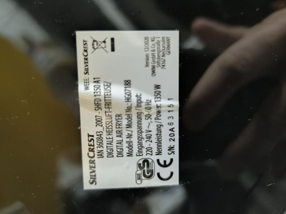 Air fryer Silvercrest - fritadeira de ar quente