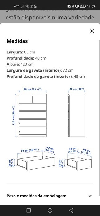 Cómoda com 6 gavetas