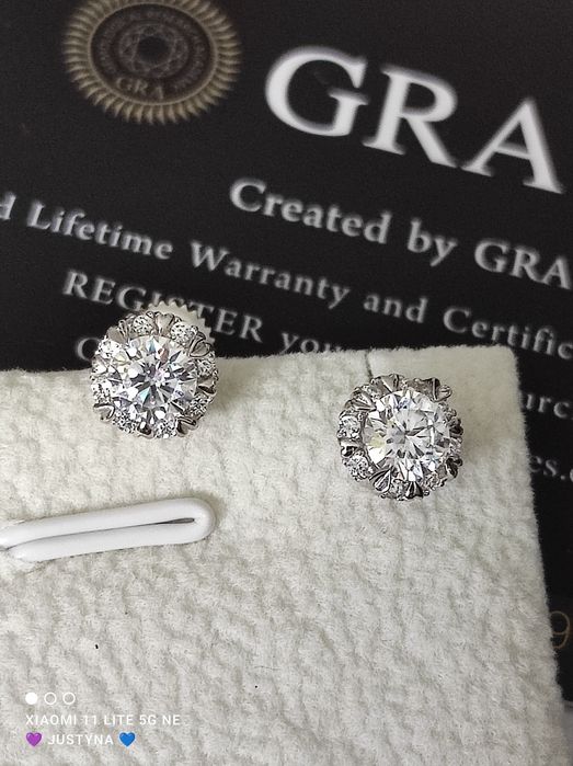 Nowe kolczyki z moissanitem 0.5ct z certyfikatem GRA - srebro 925