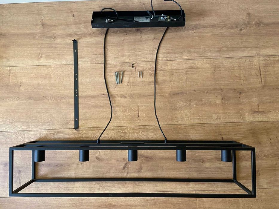 Candeeiro de Teto Suspenso Industrial Preto (5 Lâmpadas E27) – Como Novo