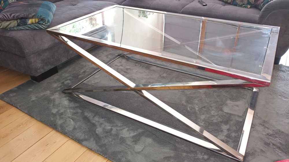 Stolik ława loft glamour duży szklany