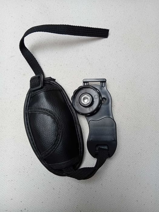 Alça de Pulso de Couro PU Preto Ajustável para Câmera