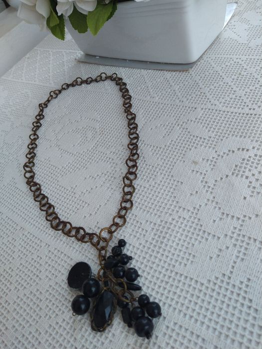 Colar comprido estilo étnico preto, original