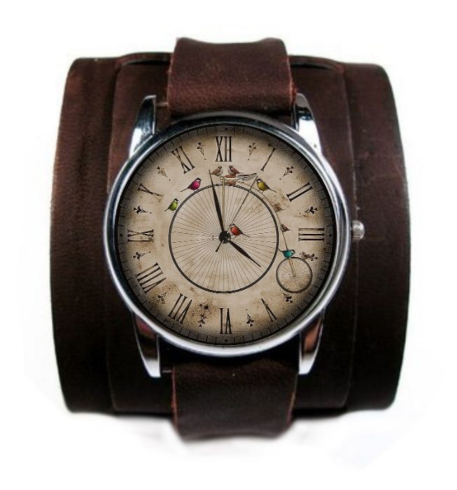 Damski Zegarek Retro Bicykl Bransoleta Skóra Nat