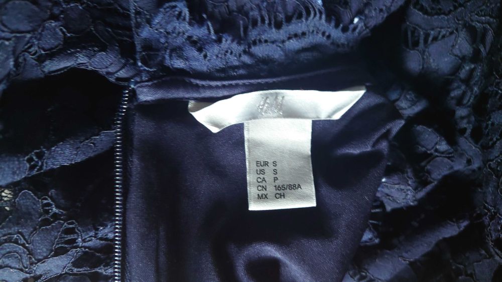 sukienka damska koronkowa granatowa H&M rozmiar s