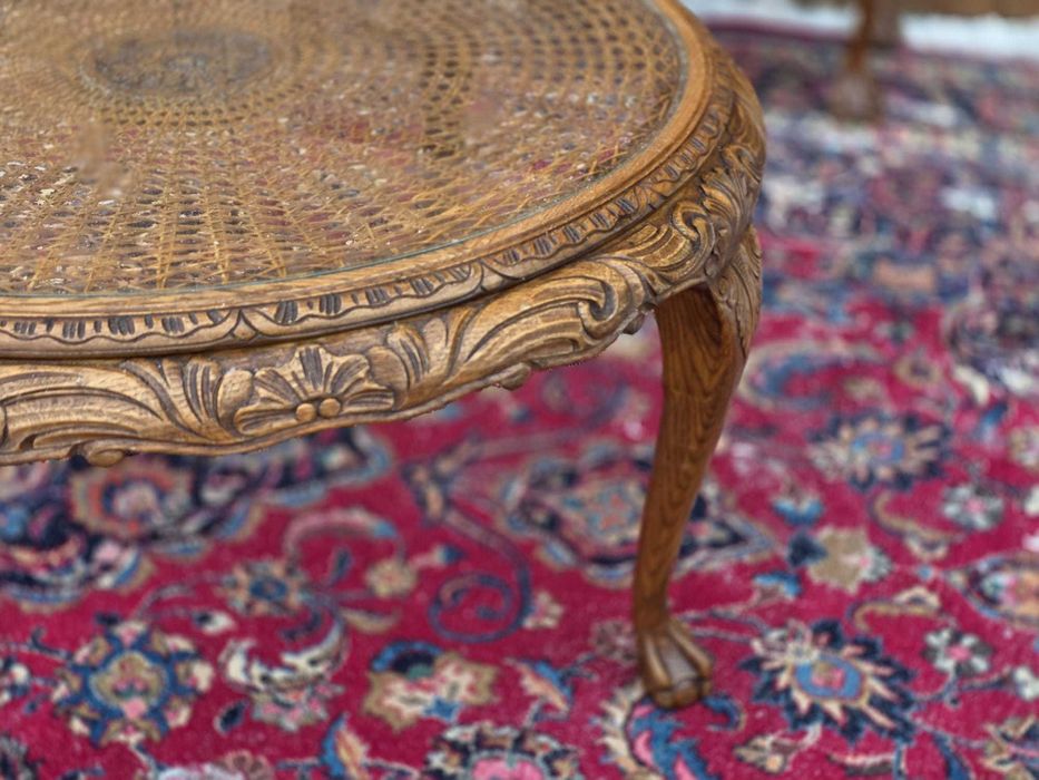 Ława Chippendale z rattanem i szybą #2430 Stylowy Węgrów