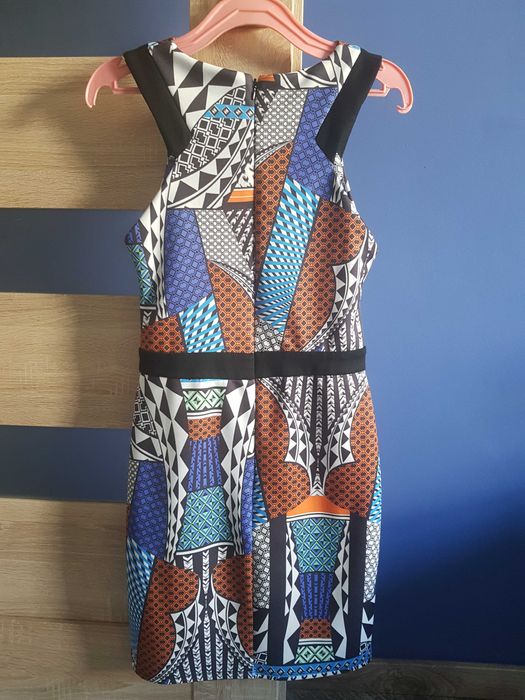 Letnia graficzna sukienka Topshop, geometryczna XS S 34 36