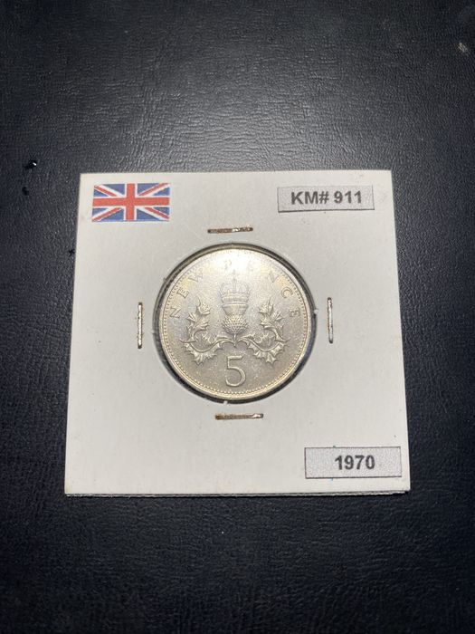 Moeda Reino Unido 5 New Pence 1970