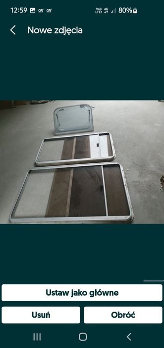 Okno szyba przyczepa kamper