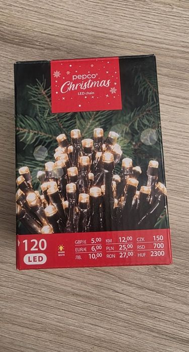 Lampki świąteczne 120 Led barwa ciepła Pepco nowe