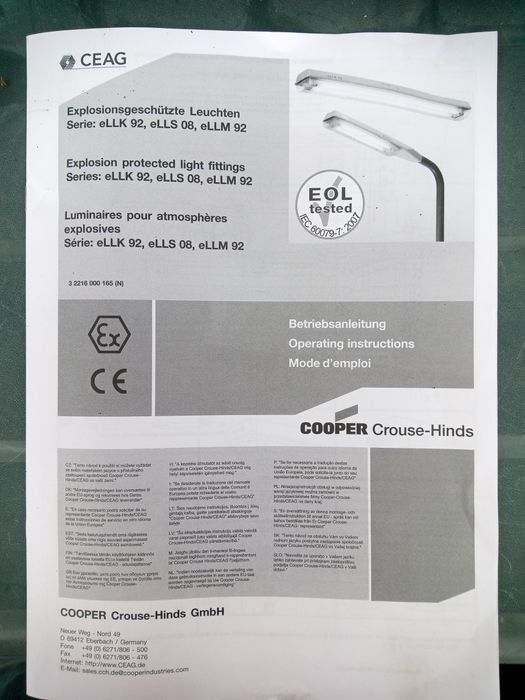 2un. Armaduras Industriais CEAG /COOPER Safety - IP 66/67 + Certificad