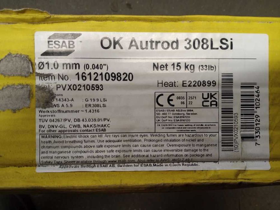 ESAB OK AutRod 308LSi,  1.0 mm, 15 kg, drut spawalniczy nierdzewny