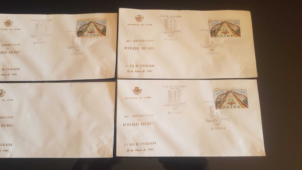 Conjunto de Envelopes Guiné 1966 com Selos e Carimbos