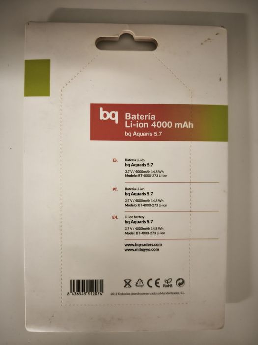 Bateria recarregável Aquaris 5.7"