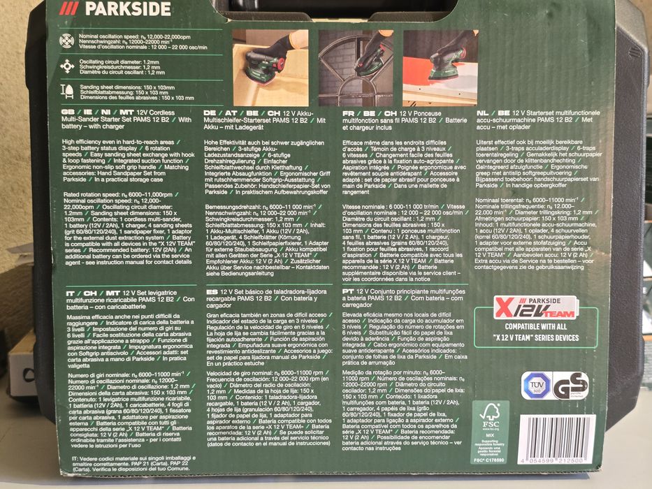 Parkside 12V Lixadeira Multifunções