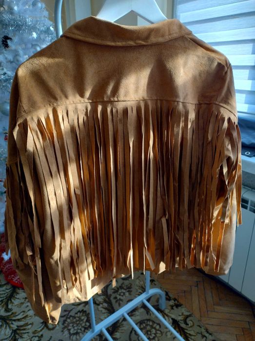 Marynarka kurtka zamszowa z frędzlami