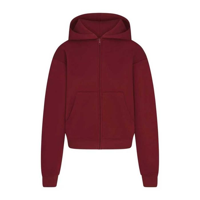 Жіночий флісовий спортивний костюм SKIMS Cotton Fleece Classic (Худі Zip Up Hoodie + Джогери Classic Jogger) — Merlot JO-JOG-8364W merlot