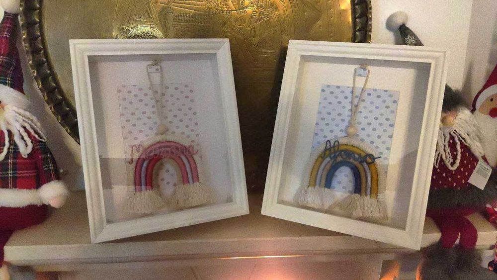 Quadro/arcoiris com nome personalizado para bebé - Macramé