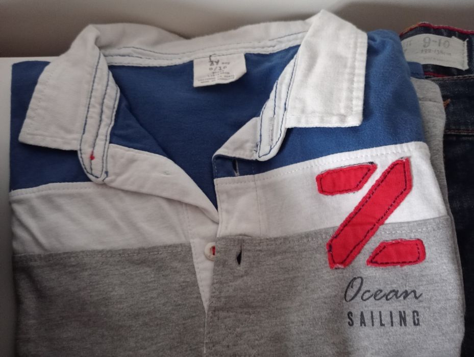 Casaco bomber, 9/10 anos,2 calças de ganga, 2 pólos, ziippy, portes in