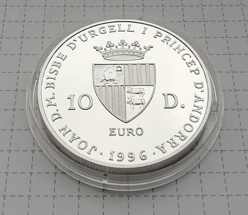 Андорра 10 дінерів 1996р. СРІБЛО. ПРУФ. 25р. - Єпископство Хоана Марті