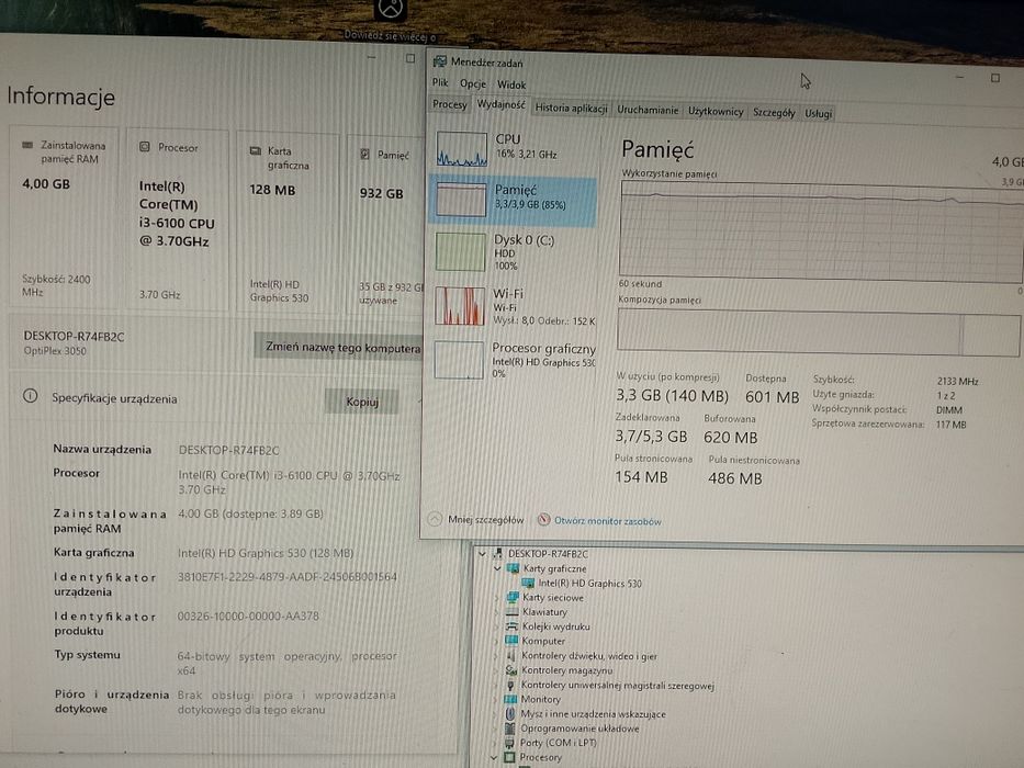 DELL OPTIPLEX 3050 SFF i3-6100 - DDR4