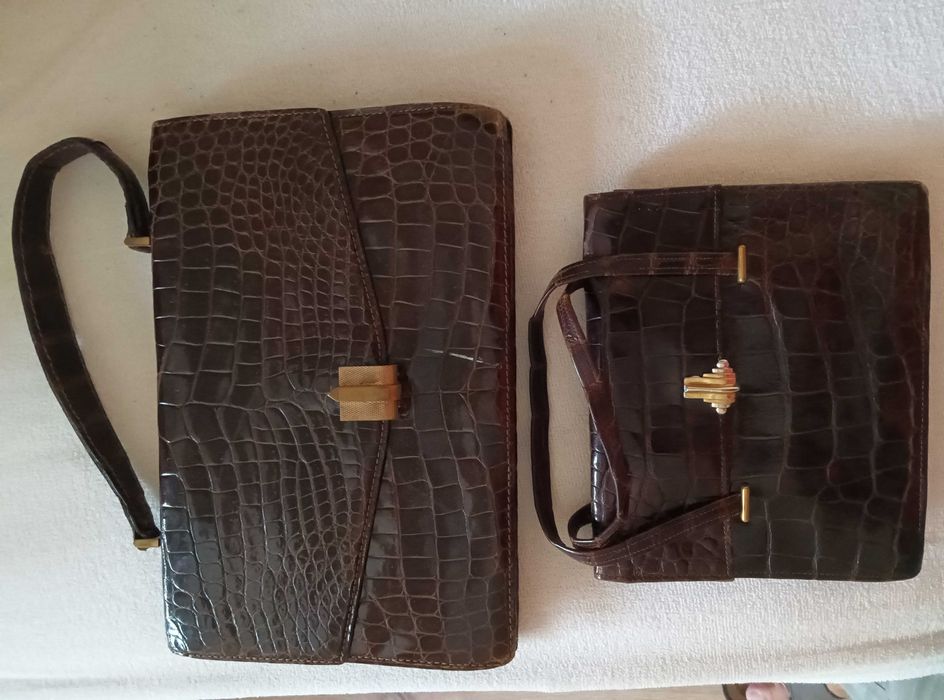 2 malas de senhora em pele vintage