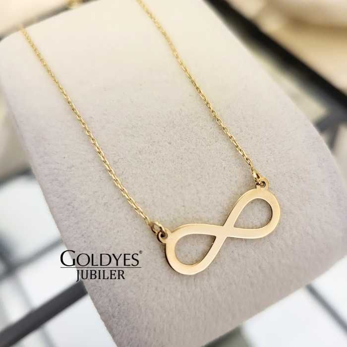 Złoty łańcuszek naszyjnik nieskończoność próba 585 14k D44