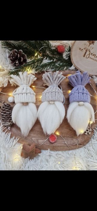 Bombki ręcznie robione box handmade świąteczne ozdoby mikołaje makrama