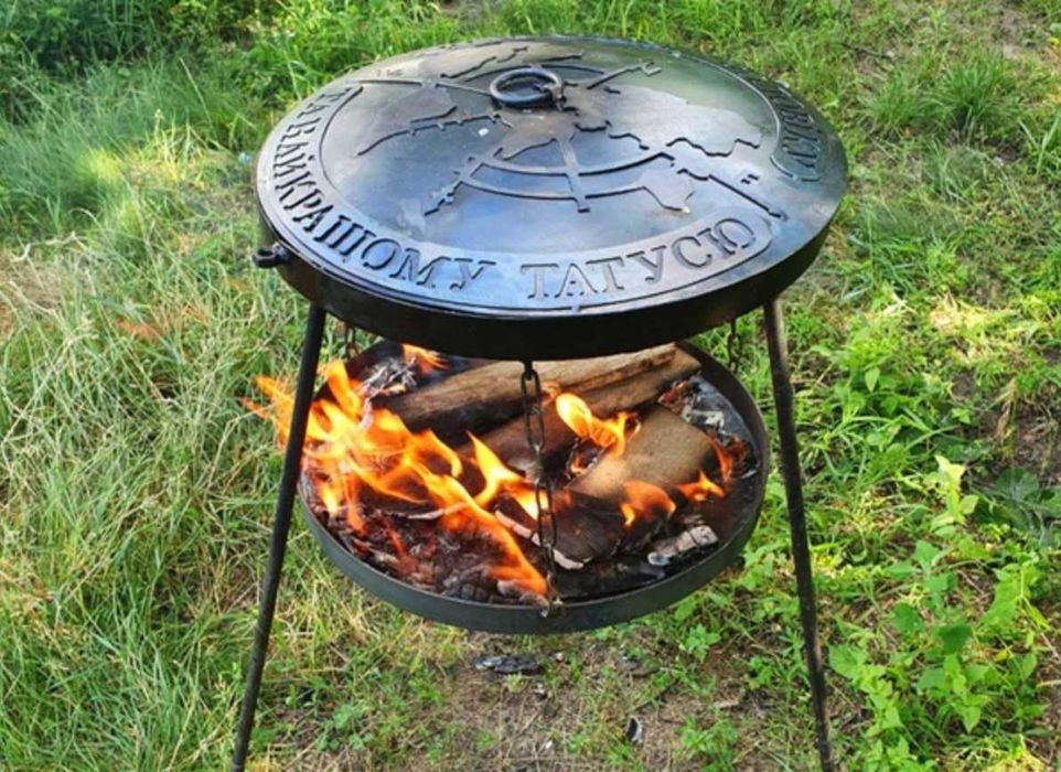 Сковорода з диска борони 50см. Чохол, принт, гравіювання. лопатка