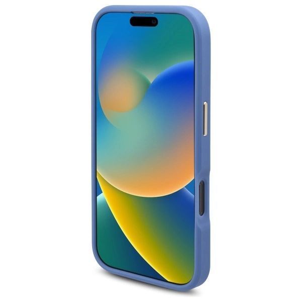 Etui Guess 4G Logo Plate MagSafe na iPhone 16 Pro Max - niebieskie