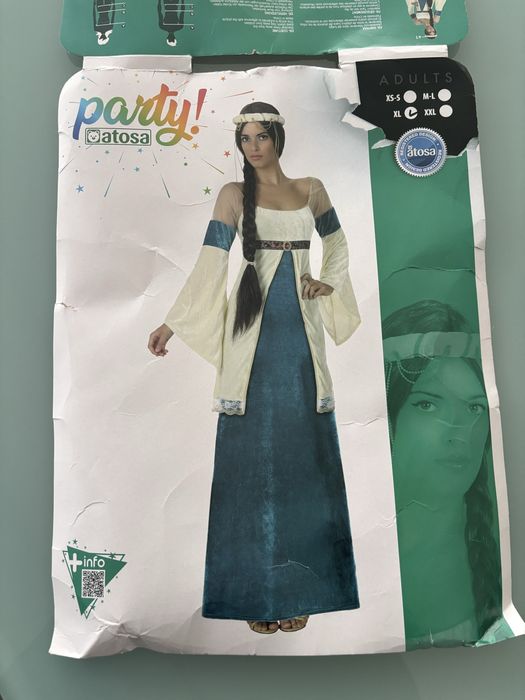 Fato de carnava de princesa medieval