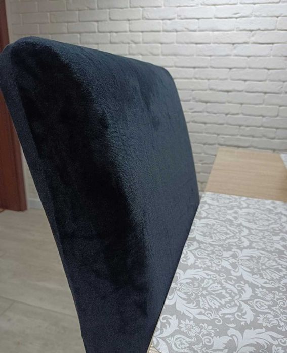 6szt Nowe czarne pokrowce na krzesła welurowe uniwersalne elastyczne