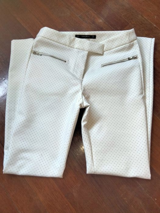 Calças Brancas/Pérola com bolinhas pretas Zara