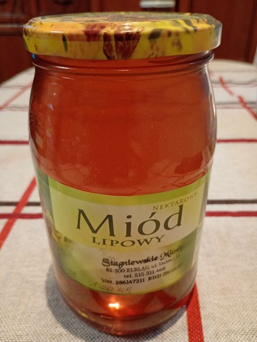 Miód lipowy  z małej pasieki z tego roku 1,20 kg