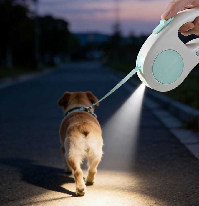 Поводок-рулетка для собак 3 м с LED-подсветкой антискручивание