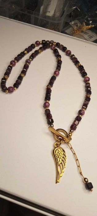 Naszyjnik z granatu +rodonit