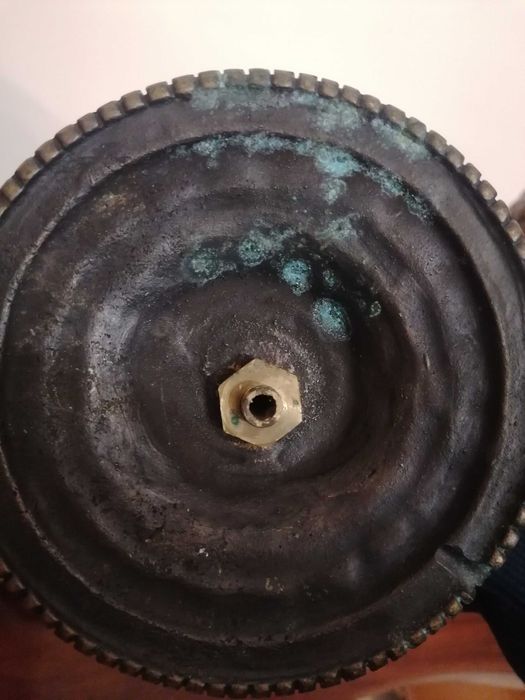 Rara Base de Candeeiro Antiga Revival Egípcio em Bronze