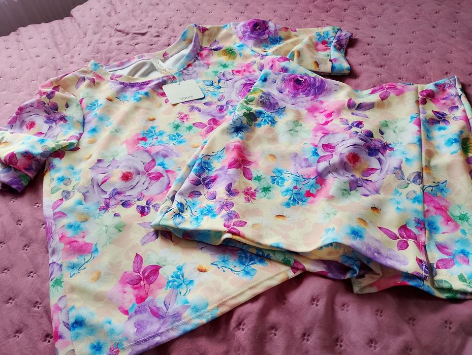 Nowy komplet damski, bluzka+spódnico spodenki rozm uniwersalny