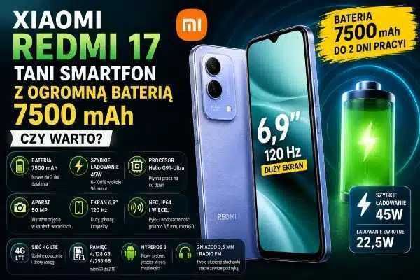ŁADNY REDMI 17 z baterią 7500. Ekran 6.9 cala.  Pamięć 4+4/128gb.