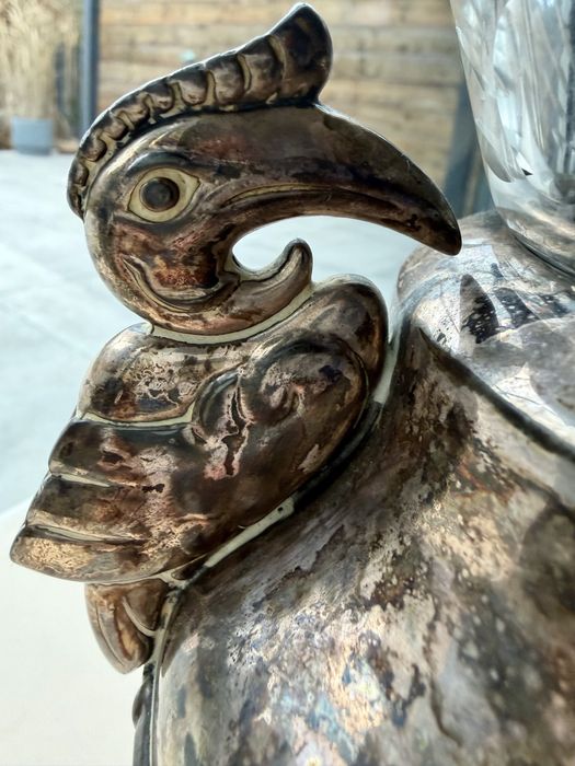 Unikat Art Déco: Wazon Gero Zilvium Ptaki Oryginalny Kryształ Plater