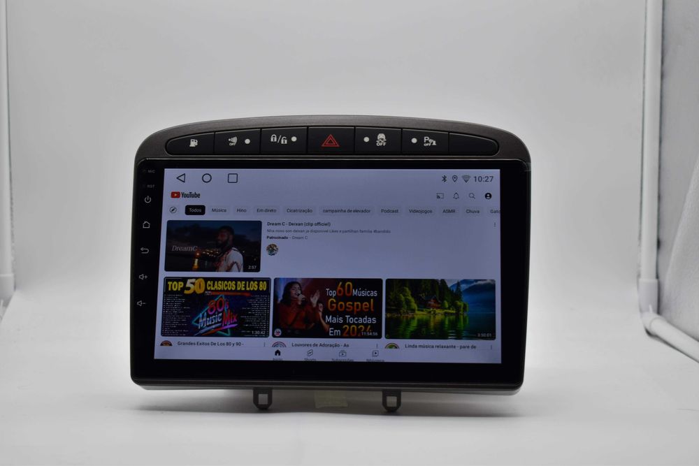 Rádio 2 DIN Android Peugeot 308 e Peugeot 408 moldura Cinza + câmara