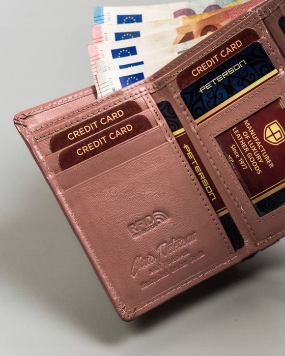 klasyczny, mały portfel damski ze skóry naturalnej - peterson